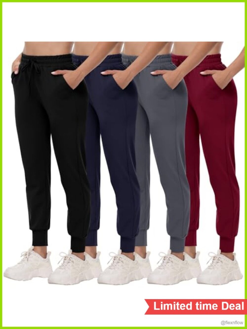 4 Pack Joggers for Women Soft Sweatpants with Pockets Workout Lounge